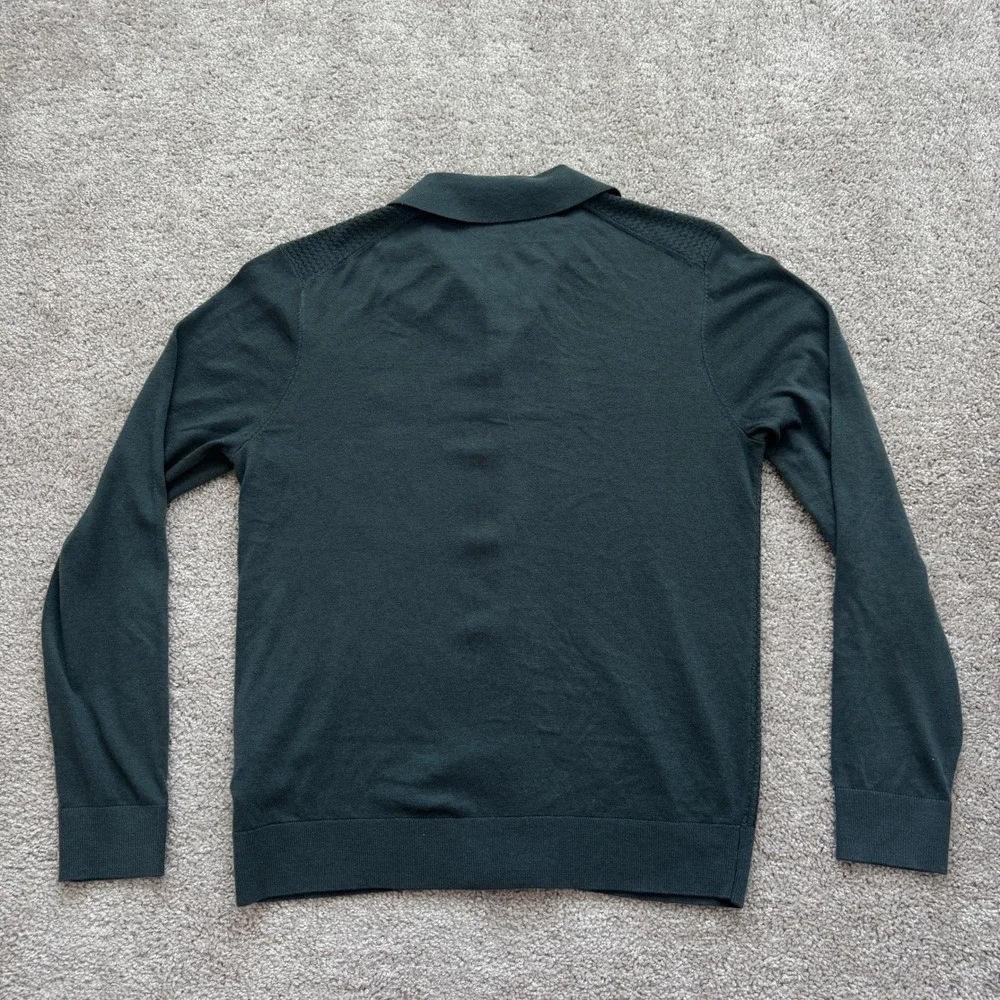 Ted Baker London Oidar Mens Green Textured Knit Button Down Polo Shirt Size 3 M